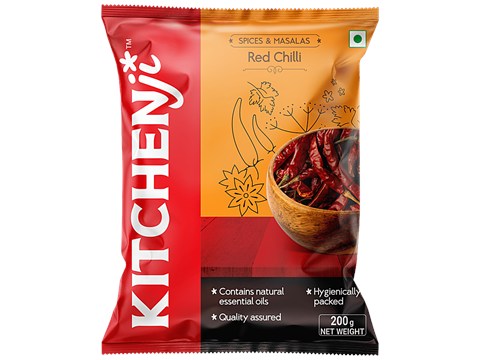 Kitchenji Red Chilli - Long With Stem, Spicy, 200 g