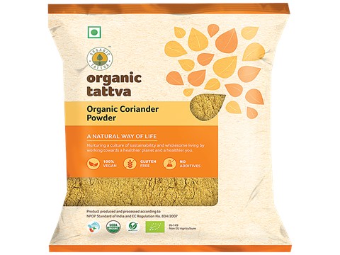 Organic Tattva Organic Coriander Powder - Fresh, Vegan, Gluten-Free & No Additives, 200 g