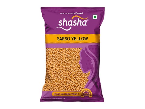 SHASHA Whole Mustard/Sarson - Yellow,  Premium Quality, All Natural, Kitchen Essential Spice, 100 g