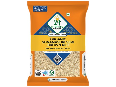 24 Mantra Organic Organic Semi Brown Rice/Akki, 5 kg