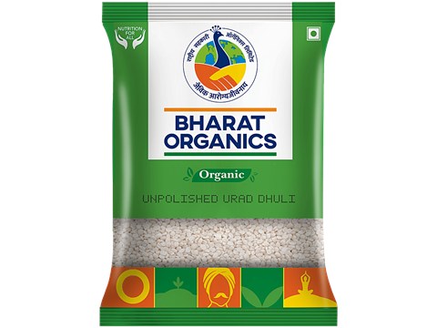 Bharat Organics Unpolished Organic White Urad Dal/Dhuli, 500 g
