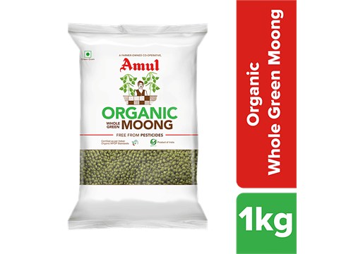 Amul Organic Whole Green Moong Dal, 1 kg