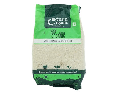 Turn Organic Sonamasuri Rice/Akki (Polished), 1 kg