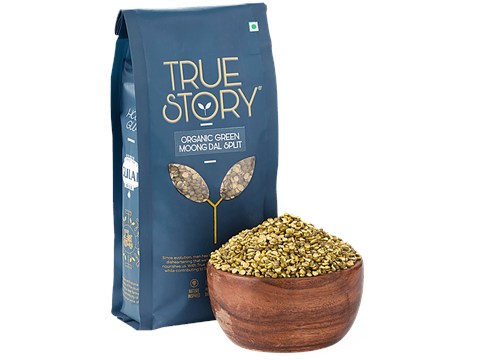True Story Organic Green Moong Dal Split, 500 g