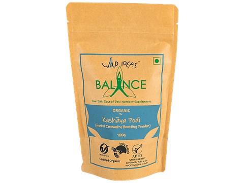Wild Ideas Balance - Kashaya Podi/Powder - Organic, Boosts Immunity, Relieves Cough, Cold, 100 g
