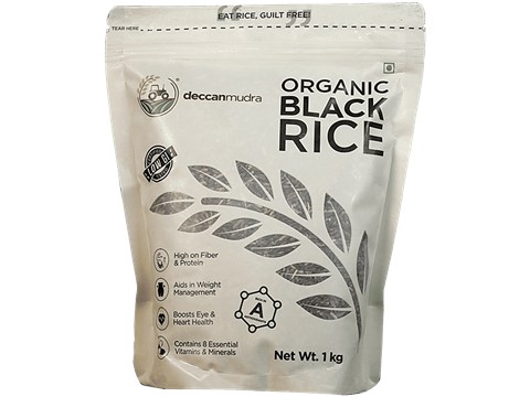 Deccanmudra Organic Black Rice/Kalabatti - Low GI, Rich In Antioxidants, Fibre & Protein, Boosts Heart Health, 1 kg