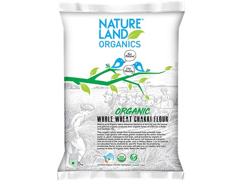 Natureland Organics Whole Wheat Flour, 5 kg