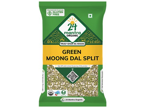 24 Mantra Organic Organic Green Moong Dal/Hesaru Bele - Split, 500 g