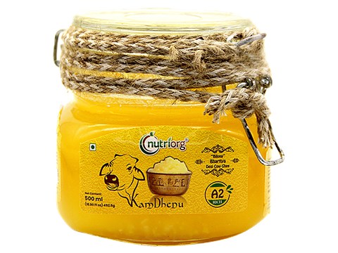 Nutriorg A2 Rich Pure Bilona Bhartiya Desi Cow Ghee/Tuppa, 500 ml