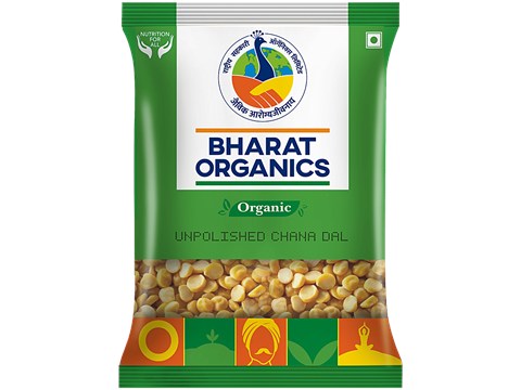 Bharat Organics Unpolished Organic Chana Dal, 500 g