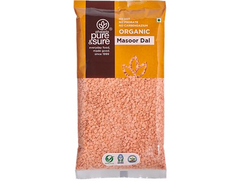 Phalada Pure & Sure Organic - Masoor Daal, 500 g