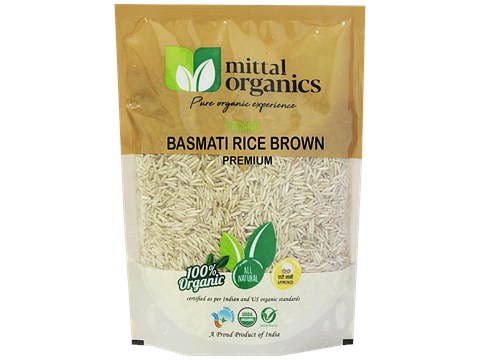 Mittal Organics Basmati Rice Brown - Premium, Extra-Long Grains, Rich In Flavour & Aroma, 500 g