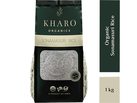Kharo Organics Sonamasoori Rice - Organic, Non GMO, High In Nutrition, Chemical Free, 1 kg