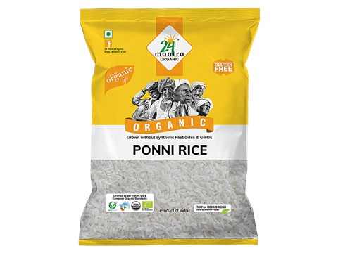 24 Mantra Organic White Ponni Raw Rice, 1 kg