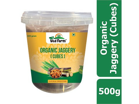 Ved Farm Organic Jaggery Cubes - Natural Sweetener, Rich In Calcium, Boosts Immunity, Chemical Free, 500 g