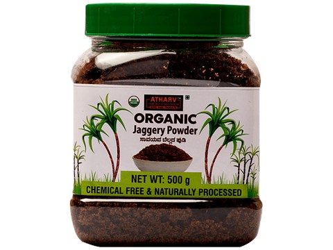 Atharv Home Made Products Organic Jaggery Powder - Natural Sweetener, Chemical Free, 500 g