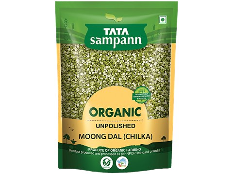 Tata Sampann Organic Unpolished Moong Dal/Chilka, 500 g