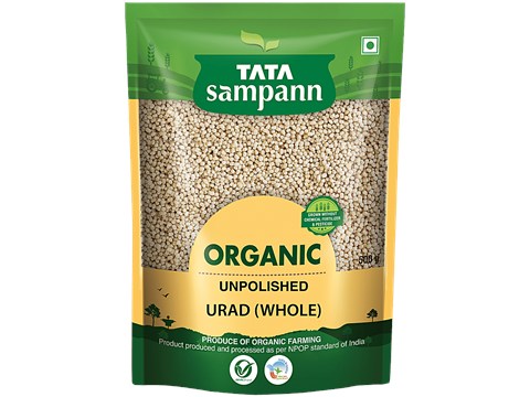 Tata Sampann Organic Unpolished Urad Whole Dal, 500 g