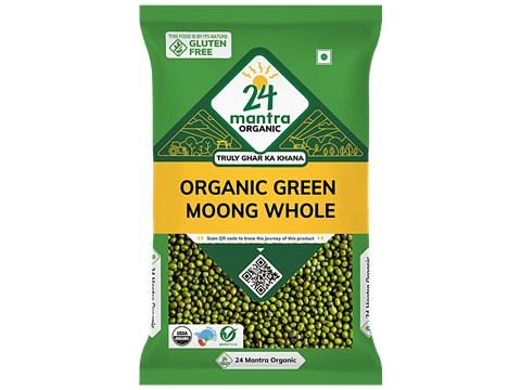 24 Mantra Organic Organic Green Moong Dal/Hesaru Bele - Whole, 500 g