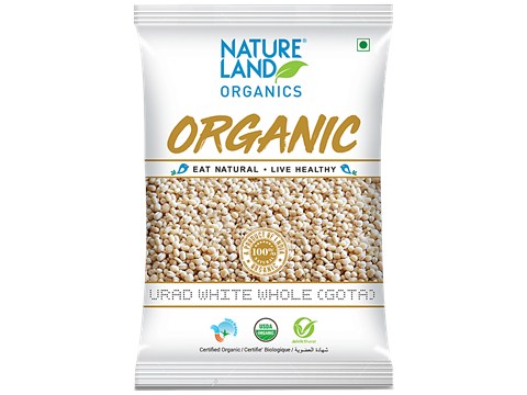 Natureland Organics Urad White Whole Gota - Rich Source Of Vitamin B Complex, 1 kg