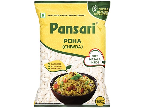 PANSARI Poha Chiwda - Gluten Free, Rich In Dietary Fibre, 500 g