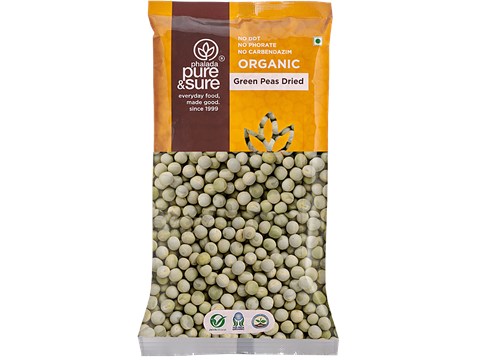 Phalada Pure & Sure Organic - Green Peas/Ona Batani Dried, 500 g