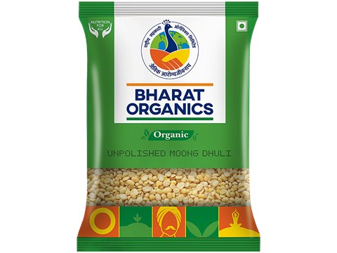 Bharat Organics Unpolished Organic MoongDal/Dhuli, 500 g