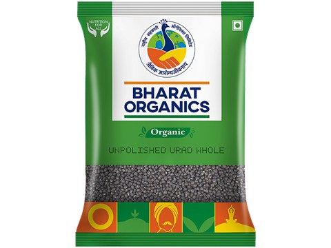 Bharat Organics Unpolished Organic Urad Black Whole, 500 g