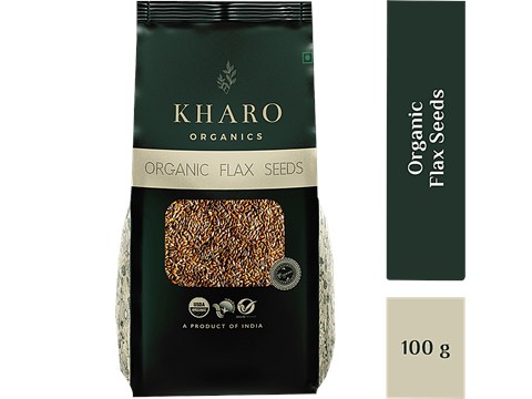Kharo Organics Organic Flax Seeds - High Fibre & Nutrition, Non GMO, 100 g