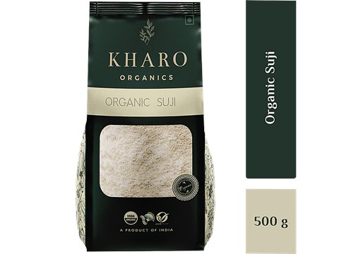 Kharo Organics Suji/Semolina - Certified Organic, Healthy, Fibre Rich, Non GMO, 500 g