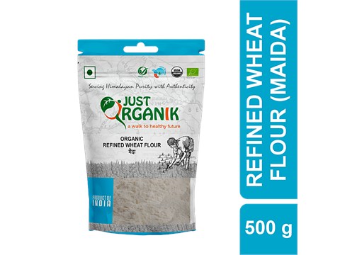 Just Organik Refined Wheat Flour/Maida - High In Fibre,, 500 g