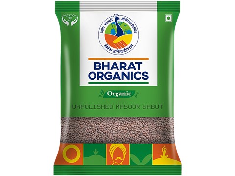 Bharat Organics Unpolished Organic Masoor Black Whole/Sabut, 500 g
