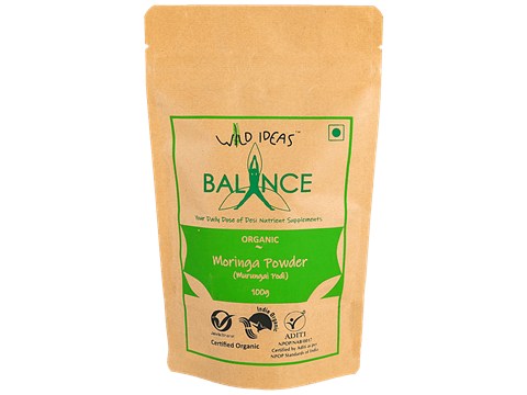 Wild Ideas Balance Sun-Dried Moringa Powder - Organic, Authentic Taste, Grounded Spices Mix, 100 g