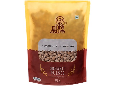 Phalada Pure & Sure Organic - Kabuli Chana/Kabuli Kadale, 500 g