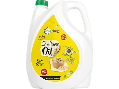 Nutriorg Cold Pressed Organic Sunflower Oil, 5 L