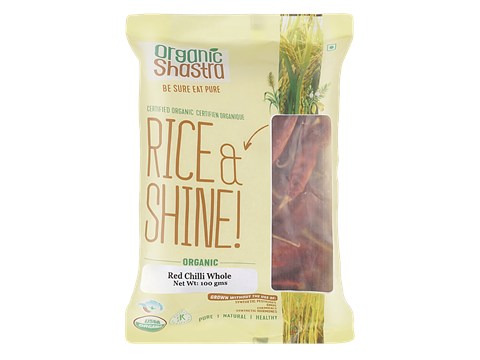 Organic Shastra RedChilliWhole, 100 g