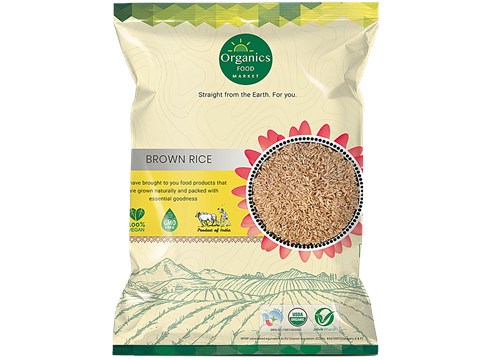 Organics Food Market Unpolished Brown Rice - Organic, Low GI, No Added Colours/Flavours, 1 kg
