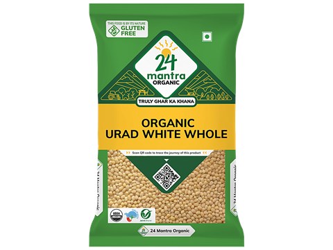 24 Mantra Organic Organic Urad Dal/Uddina Bele White - Whole, 500 g