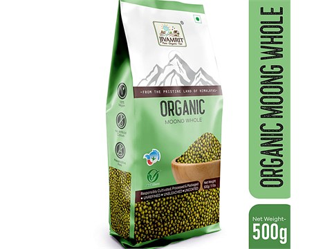 Jivamrit Organic Moong Whole, 500 g