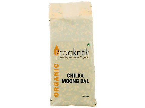 Praakritik Organic Chilka Hara Moong Dal, 500 g