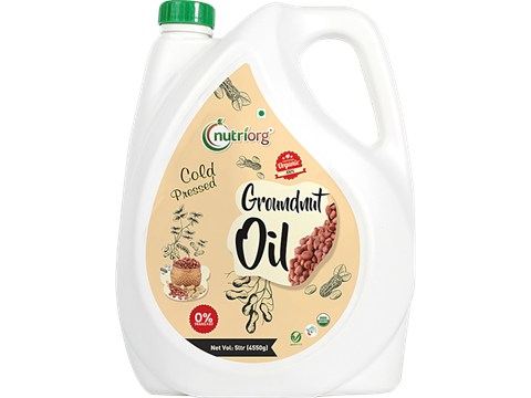 Nutriorg Cold Pressed Organic Groundnut Oil, 5 L