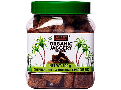 Atharv Home Made Products Organic Jaggery Cube - Chemical Free & Naturally Processed, 500 g