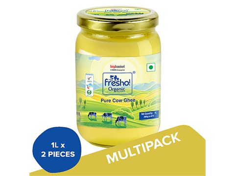 fresho! Organic Desi Cow Ghee, Slowly Cooked, Rich Aroma, 2x1 L