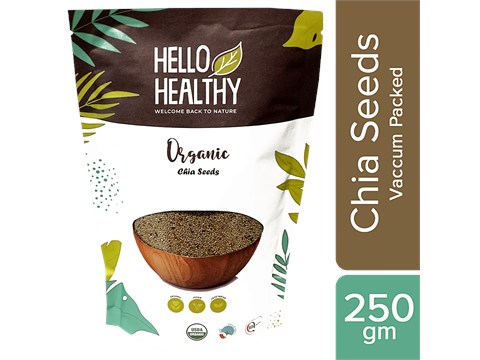 Hello Healthy Organic Chia Seeds - Helps Lower High Blood Pressure, 250 g