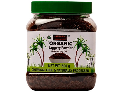 Atharv Home Made Products Organic Jaggery Powder - Natural Sweetener, Chemical Free, No Preservatives, 500 g