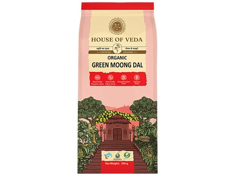 HOUSE OF VEDA Organic Green Moong Dal, 500 g