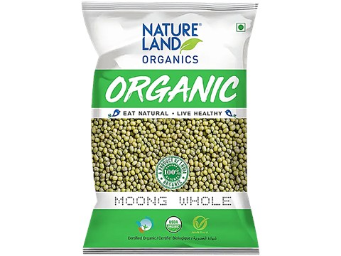 Natureland Organics Moong Whole - High Nutritional Value & Rich In Protein, 1 kg