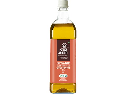 Phalada Pure & Sure Organic - Groundnut Oil Cold Pressed, 1 L