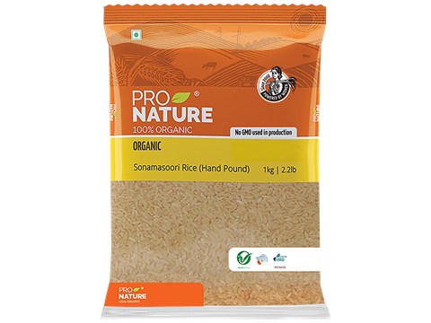 Pro Nature Organic Rice/Akki - Sonamasoori, Semi Polished, 1 kg