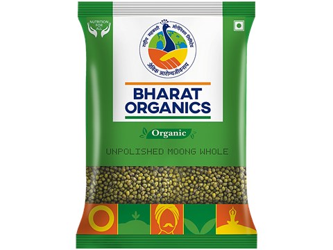 Bharat Organics Unpolished Organic Moong Whole/Sabut, 500 g